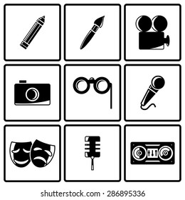 Vector black art icons set