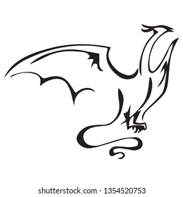 vector black art of wyvern dragon isolated on transparent