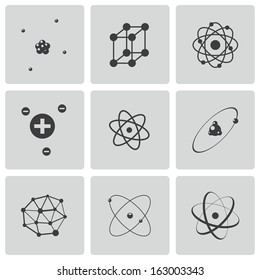 Vector black atom icons set