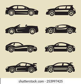 vector black auto icon set on white