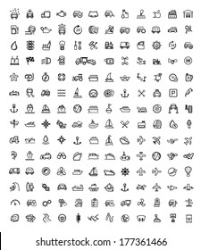 vector black auto icons set