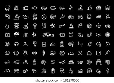 vector black auto icons set