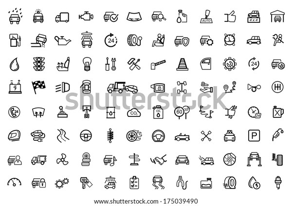 Vector Black Auto Icons Set Stock Vector (Royalty Free) 175039490 ...