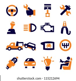 Vector Black Auto And Repair Icons Set On Gray