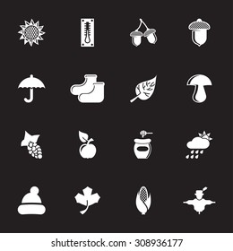 vector black Autumn icon set on white background