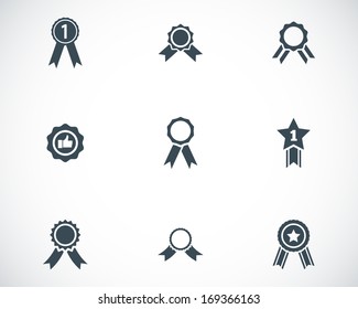 Vector black award medal icons set on white background