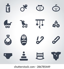 Vector black baby icon set.