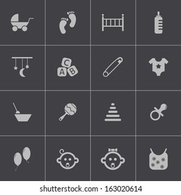 Vector black baby icons set