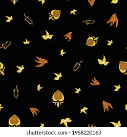 Vector black background Brittany celtic, Breton trational folklore symbols seamless pattern. Seamless pattern background