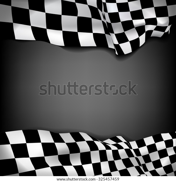 Vector black background with checkered flag and\
space for your text\
inside