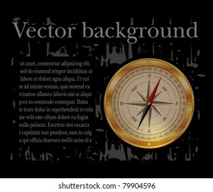 Vector black background with compass