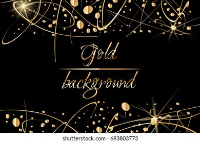 Vector black background with gold abstract shapes