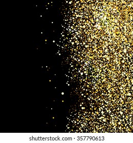 Vector black background with gold glitter sparkle