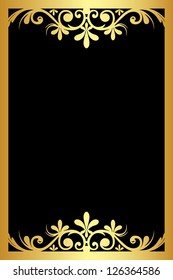 Vector black background with gold ornament