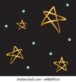 Vector black background with gold stars.The night sky. Creative, luxury style. Print cloth, clothing, wrap, wrapper, web, cover, label, banner, poster, emblem, shirts, website, gift.