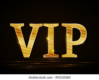 Vector black background of golden text VIP