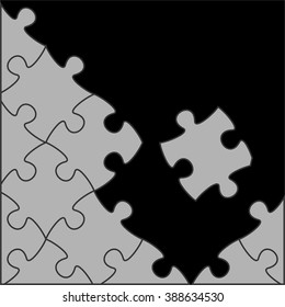 Vector Black background with gray white puzzle pieces and place for your content, perfect for business or backgrounds vector