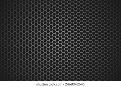 vector black background of hexagonal perforated iron netting