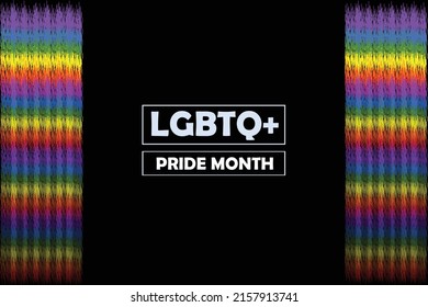 Fondo negro vectorial con cortina de color lgbtq en ambos lados en el medio con texto de días importantes del mes.