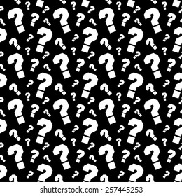Vector black background with question marks. Basic pattern. Extensive use - www, webside, web, backdrop, card, poster, label etc. Eps 10 vector file. 