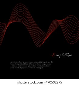 Vector black background with red wave and example text