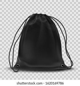 Vector black backpack mockup on transparent