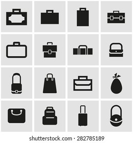 Vector black bag icon set.