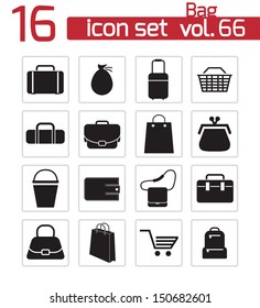 Vector black bag icons set