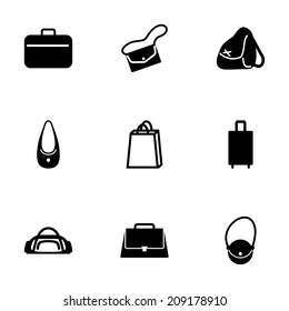 Vector black bag icons set on white background