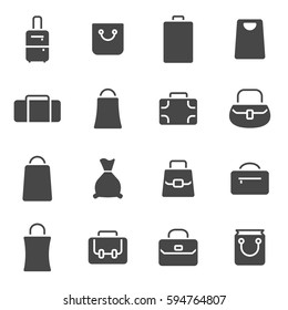 Vector black bag icons set on white background