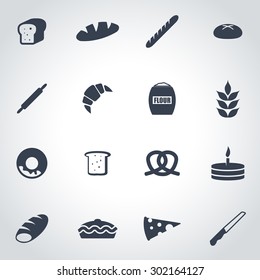 Vector black bakery icon set