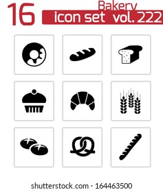 Vector black bakery icons set