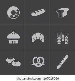 Vector black bakery icons set