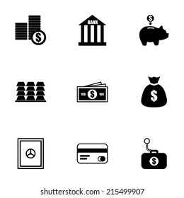 Vector black bank icons set on white background