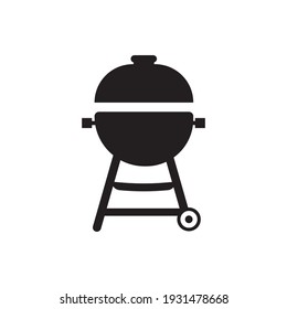 vector black barbecue grill icons on white background