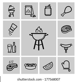 vector black barbecue icons set