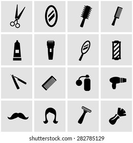 Vector black barber icon set.