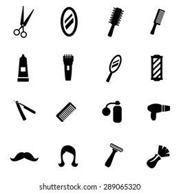 Vector Black Barber Icon Set On White Background