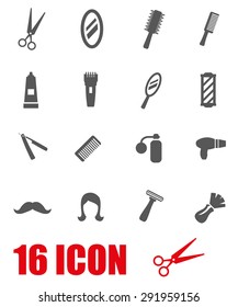 Vector black barber icon set.