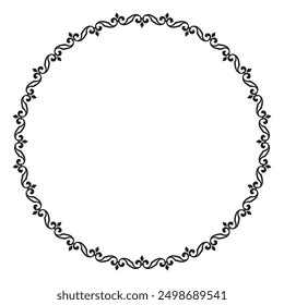 Vector black baroque circle border frame. Template. Isolated on white background.