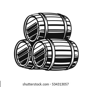 vector black barrels icons on white background