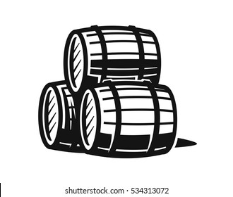 vector black barrels icons on white background