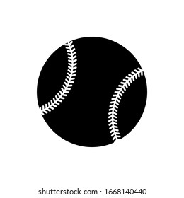 Vector black baseball ball icon. Game equipment. Professional sport, classic ball for official competitions and tournaments. Isolated illustration.