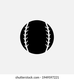 Vector black baseball ball icon. Game equipment. Professional sport, classic ball for official competitions and tournaments. Isolated illustration.