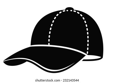 vector black Baseball cap on white background