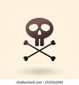 Vector Black Basic Skull and Cross Bones Icon
