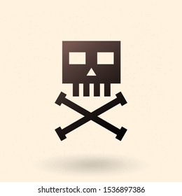 Vector Black Basic Skull and Cross Bones Icon