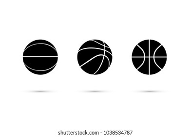 Vector black basketball ball icon set isolated on white background.