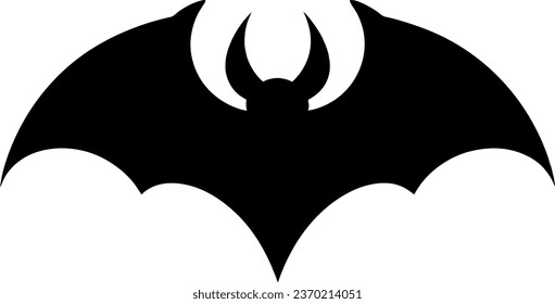Vector black bat template for bunting and decoration. Vampire animal silhouette isolated on white. Halloween hanging decor