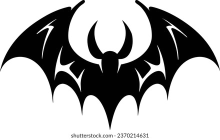 Vector black bat template for bunting and decoration. Vampire animal silhouette isolated on white. Halloween hanging decor